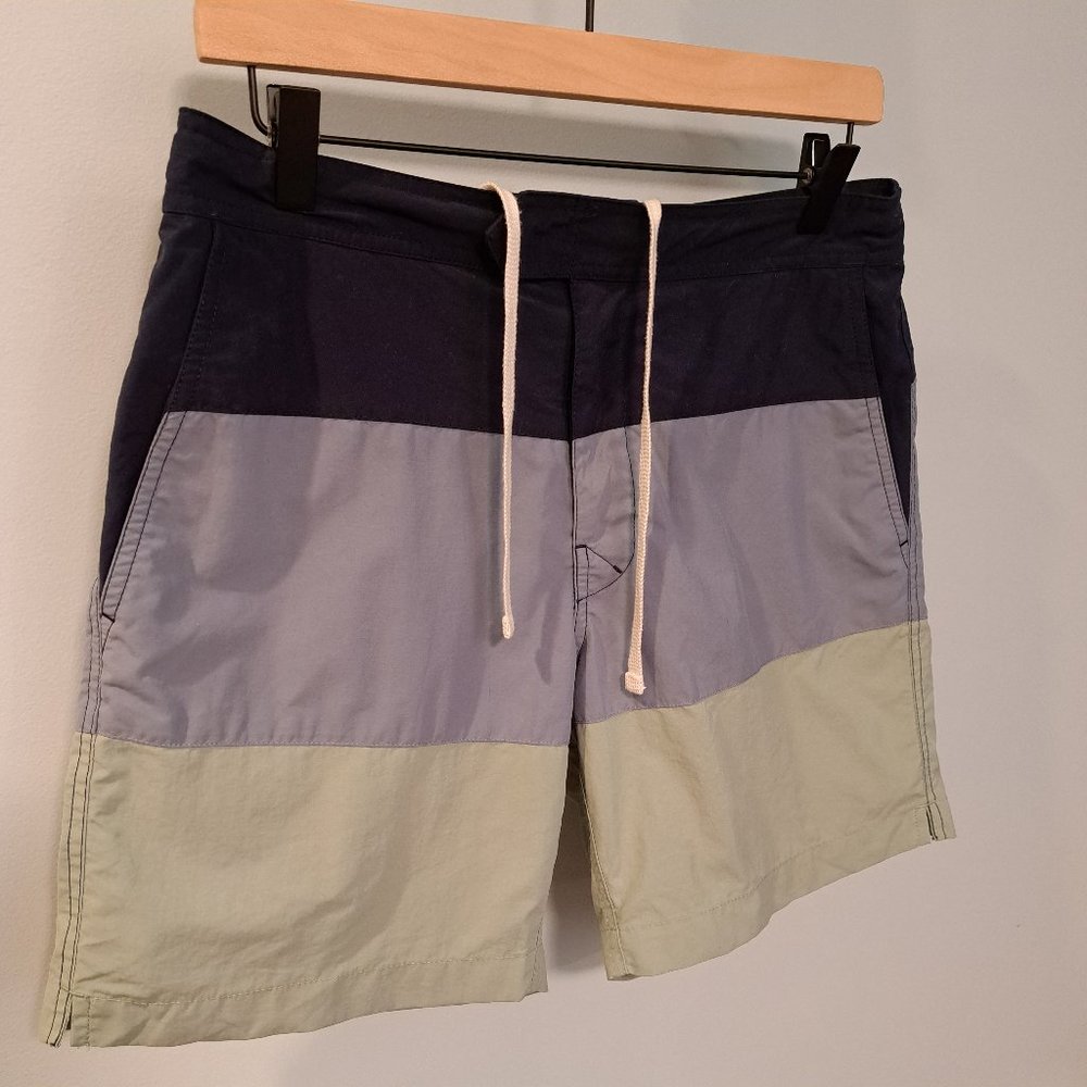 J. Crew Original Swimwear men's 30" waist swim trunks with 6.5" inseam.